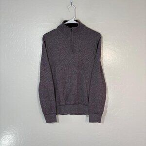 Bonobos Sweater Mens Medium Purple Quarter Zip Mock Neck Cotton Cashmere Slim